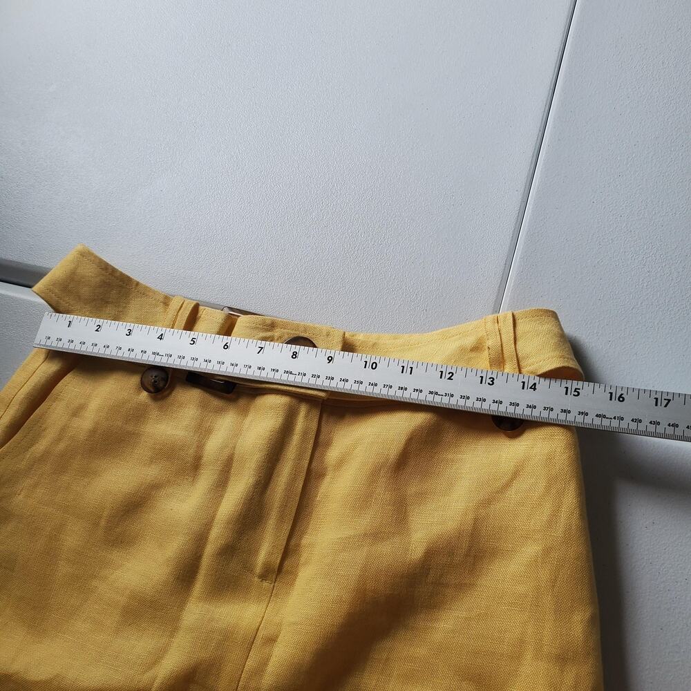 Talbots Skirt Womens 6 Butter Yellow Linen Pencil Knee Length Office Preppy Belt - Picture 10 of 11